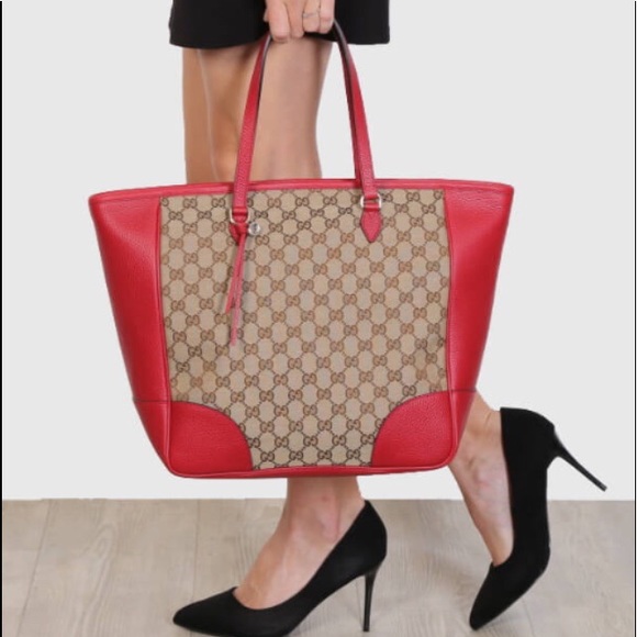 NEW Gucci Bree Canvas/Leather Beige-Ebony tote - Picture 5 of 16